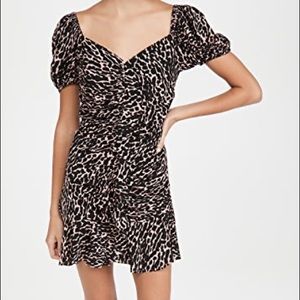 re:named Mica Animal Print Ruffle Sleeve Dress